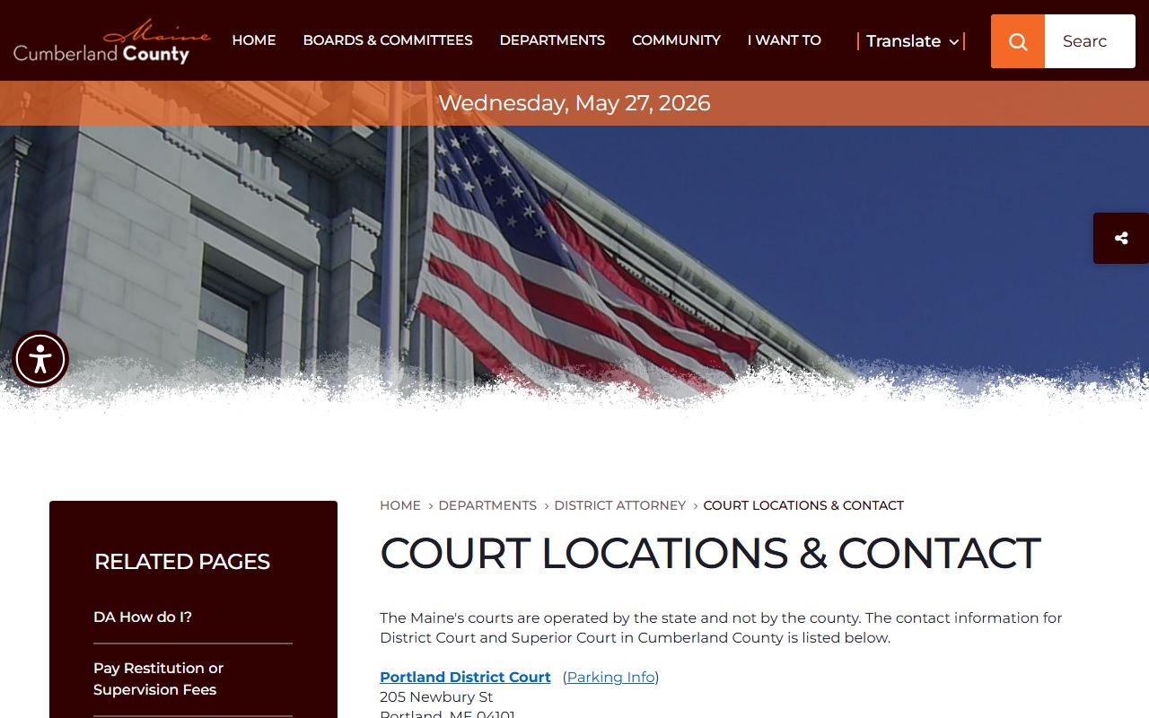 Cumberland County District Attorney court locations for criminal records