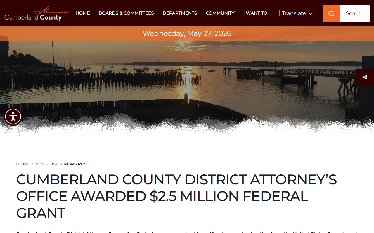 Cumberland County DA grant news page tied to Cumberland County court records questions