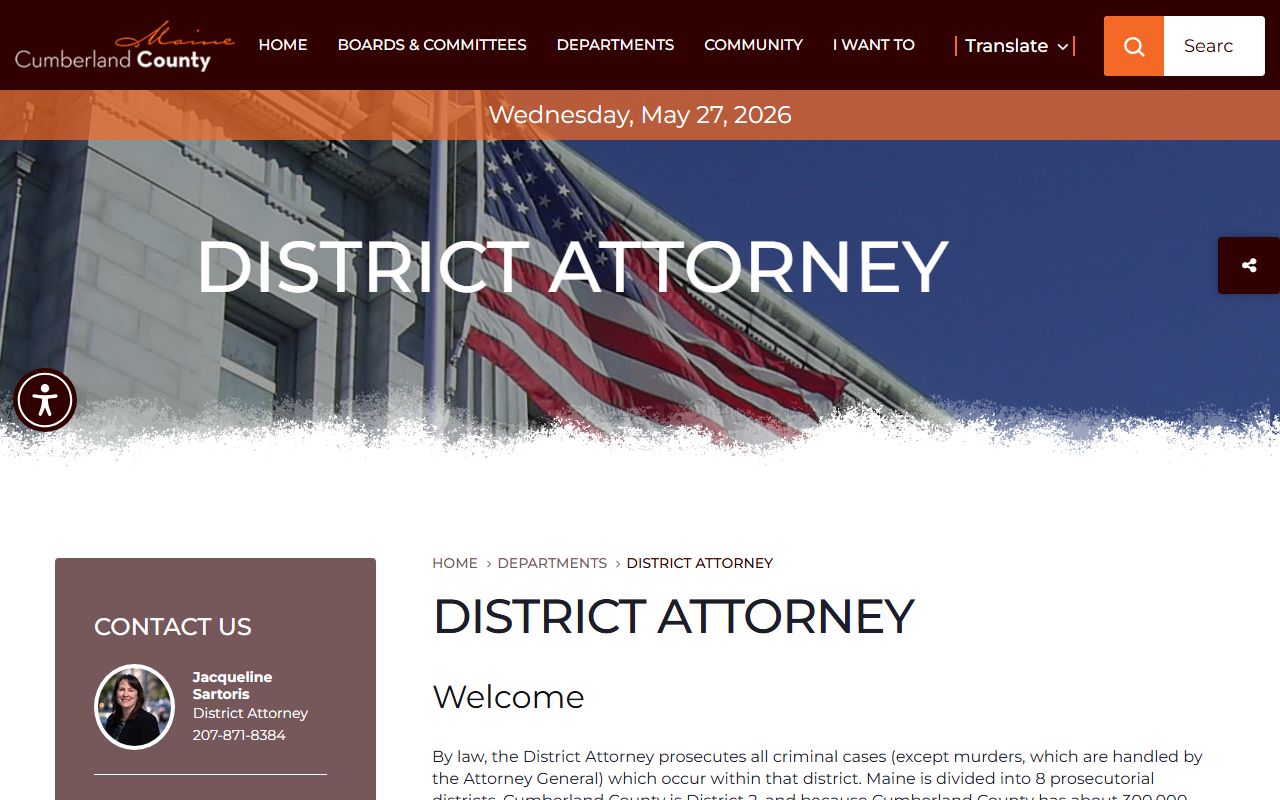 Cumberland County District Attorney page covering prosecution and diversion programs