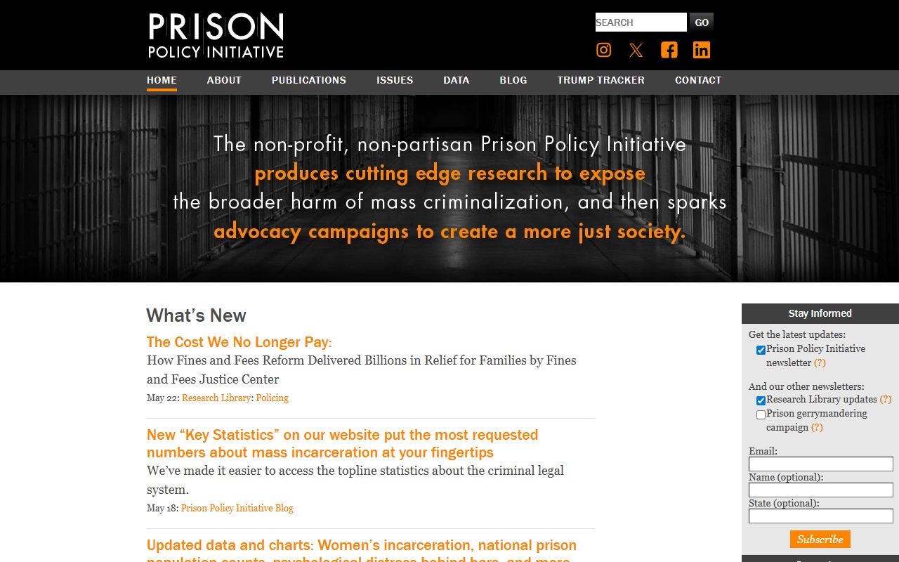 Prison Policy Initiative page for Cumberland County jail population context