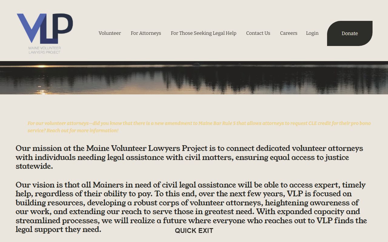 Maine Volunteer Lawyers Project page helping with Cumberland County probate records matters