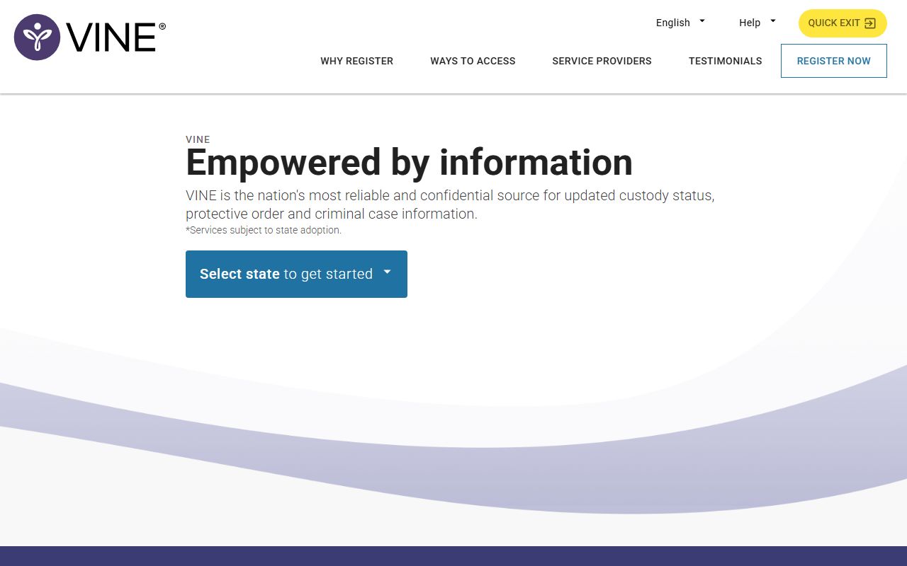 VINELink custody notification page for Cumberland County released inmates